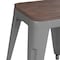 Flash Furniture 4 " Silver Metal Stool with Wood Seat, PK4 ET-BT3503-18-SIL-WD-GG - alternate 8